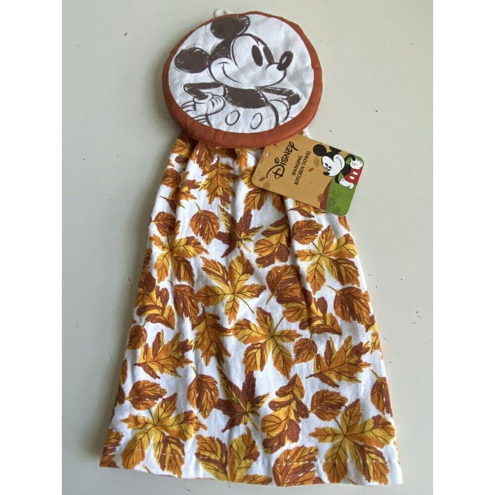 Disney Mickey Mouse Fall Autumn Leaves Hanging Kitchen‎ Towel NEW